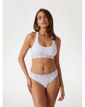 Guess Tanga Carrie Thong Mit Logobund, Baumwollmix - Weiß