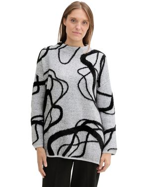 Tom Tailor Strickpullover (1-tlg) Plain/ohne Details - Grau