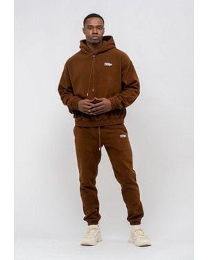 Tom Barron Trainingsanzug Tracksuit With Fleece Fabric Patch Logo, Mit Modernem Design - Braun