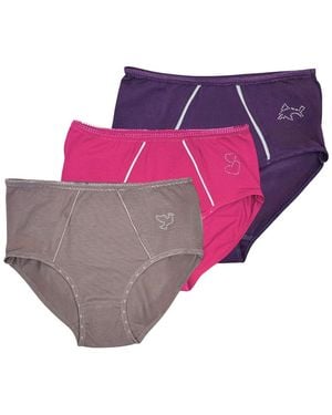Toker Collection Hüftslip Hipster "Sabrina" Mit Glitzerapplikation 3 Stück (Packung, 3Er Pack) Kontrastnähte Im Vorderteil - Lila