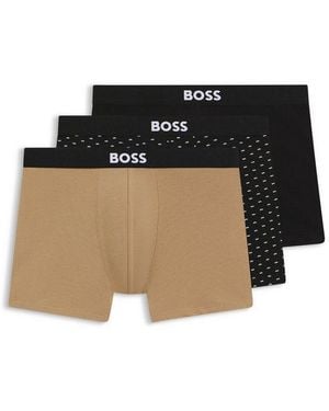 BOSS Boxershorts Boxer Brief 3P One (3-St) Elastischer Bund Mit Logo, 1X Gemustert, 2X Uni - Schwarz