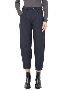 Gang Stoffhose Silvia Cropped Damen Balloon Fit Hose, High Waist (1-Tlg) - Blau