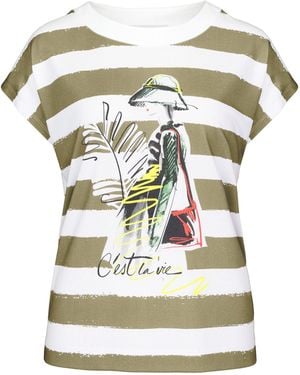 Bianca Rundhalsshirt JULIE in modischem Streifen-Design mit Frontmotiv - Grau