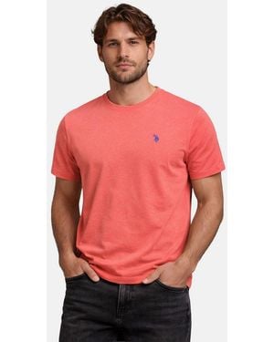 U.S. POLO ASSN. U. Polo Assn. T-Shirt Uscaaleb – Herren Basic Mit Rundhalsausschnitt 100 Baumwolle Mit Weicher Haptik Und Leichtem Tragegefühl - Rot