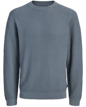 Jack & Jones Rundhalspullover Jprblaconnor Knit Crew Neck Baumwolle, Regular Fit - Blau