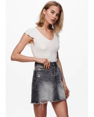 ONLY V-Shirt ONLBELIA S/L TOP JRS NOOS - Weiß