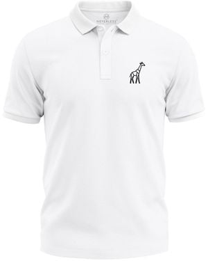 Neverless Poloshirt Giraffe Tierlogo im Polygon-Stil – Kurzarm Polo mit Print - Weiß