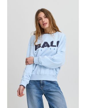Ball Rundhalspullover BASIMONA SWEAT lässiges Sweatshirt mit doppeltem Bündchen - Weiß