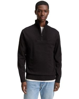 Tom Tailor Strickpullover Mit Rippbündchen - Schwarz
