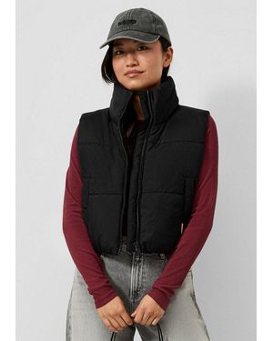QS Outdoorjacke Outdoor-Weste Verkürzte Pufferweste - Schwarz