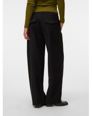 Vero Moda Anzughose Vmsofia Mw Barrel Pant Noos Materialmix - Schwarz