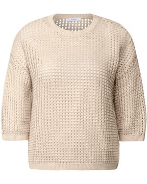 Cecil Strickpullover TOS_Crochet Roundneck - Natur