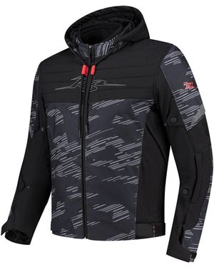 Rusty Stitches Motorradjacke Liam Wasserdichte Motorrad Textiljacke - Schwarz