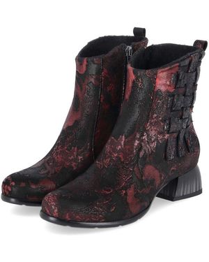 Simen Ankle Boots 8490A Weinrot Schwarz Damen Rauleder Schlupfstiefel
