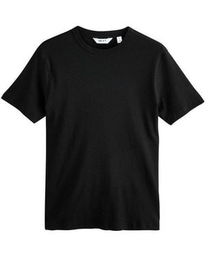 Next T-Shirt Geripptes Slim Fit T-Shirt Mit Kurzen Ärmeln (1-Tlg) - Schwarz