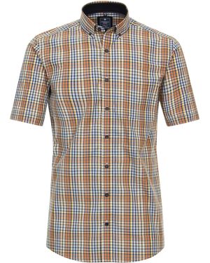 Redmond Kurzarmhemd POPELINE SLUB CASUAL - Grau