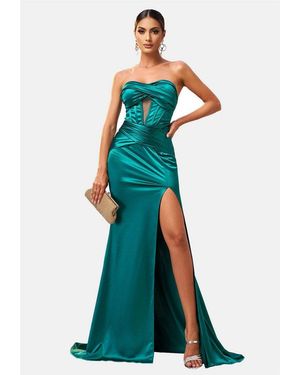 Moda Minx Jerseykleid Daisy Long Slit Dress Mit Wunderbarem Korsett-Element - Blau