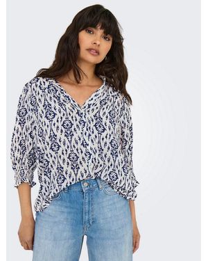 ONLY Kurzarmbluse Onlraya 3/4 Shirt Wvn Noos Viskose, Regular Fit - Blau