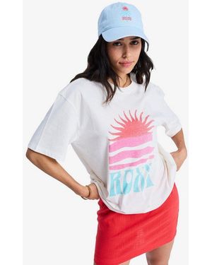 Roxy T-Shirt Hangloose Poster Kurzarm, Mit Rundhalsausschnitt, Aus Baumwolle, Auch - Rot