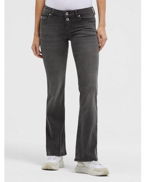 SOCCX Slim-Fit-Jeans Mit Ausgestelltem Bein - Grau