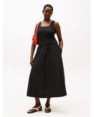 Tommy Hilfiger Sommerkleid CRV 5X2 RIB MIDI MIX &F DRS - Schwarz