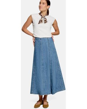 Zero T-Shirt Damen Kurzarm (1-Tlg) Halstuch - Blau