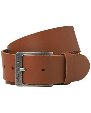 Jack & Jones Ledergürtel Jacbraga Leather Belt Sn Mit Silberner Schließe - Braun