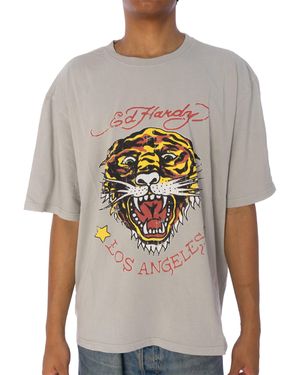 Ed Hardy T-Shirt La Tiger Vintage, G L, F grey - Grau