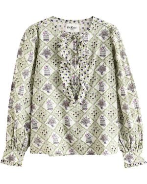 Cath Kidston Ü Rüschenbluse aus 100 % Baumwolle (1-tlg) - Weiß