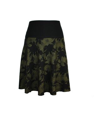 dunkle design A-Linien-Rock Schwarz Weiß Grau Grün 57cm Jacquard Strick elastischer Bund