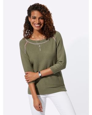WITT Strickpullover 3/4 Arm-Pullover - Grün