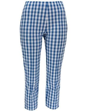 Seductive 7/8- 092255/6838 Hose Capri Vichy Karo mit Schlitz am Saum - Blau
