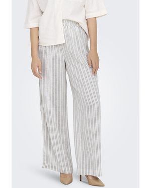 ONLY Elegante Leinen Culotte High Waist Weite Stoffhose ONLTOKYO LIFE LIN BL STR PANT PNT - Weiß