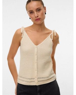 Vero Moda Stricktop Vmsalty Sands Sl Top Se Baumwolle - Natur
