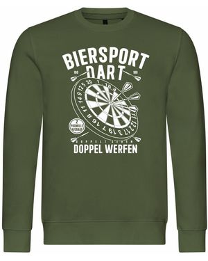deinshirt Rundhalspullover Pullover Biersport Dart Mit Print Motiv, Grafik - Grün