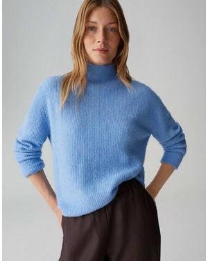 Opus Strickpullover Parf Regular Im Alpaka Wollmix Lockere Passform, Weicher Griff - Blau