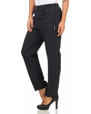 Aurela Damenmode Aurela mode Schlupfhose Stoffhose Anzug- oder Business Hose Kurzgröße Teil-Gummizug - Schwarz