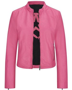Milestone Lederjacke Msconny Kurze Biker-Jacke, Mit Kleinem Stehkragen - Pink