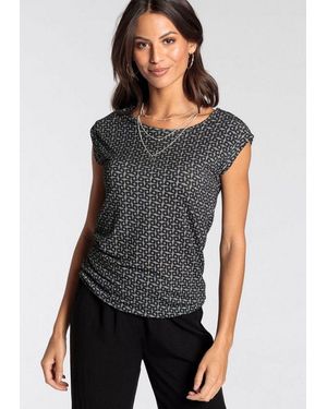 Laura Scott T-Shirt Figurumspielende Passform, Gemustert, Rundhalsausschnitt - Grau
