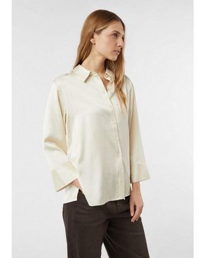 Comma, Langarmbluse Bluse Satinbluse Aus Viskose Mit Verstellbarer Manschette - Natur