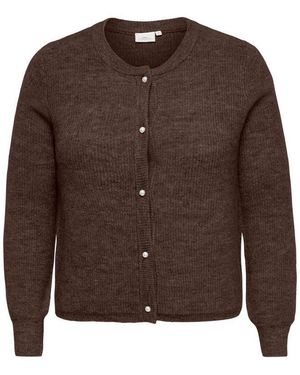 Only Carmakoma Strickjacke Carrose L/S Cardigan Knt Noos Materialmix - Braun