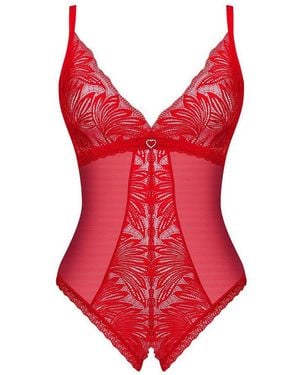 Obsessive Body Chilisa Ouvert Body Mit Offenem Schritt Spitze - Rot