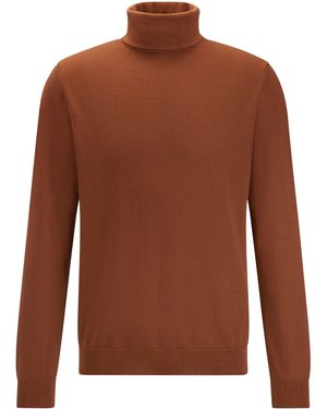 FALKE Strickpullover (1-tlg) aus reiner, extrafeiner Merinowolle - Braun