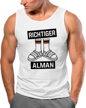 MoonWorks Tanktop Richtiger Alman Meme Witz Deutscher Deutschland mit Print - Grau