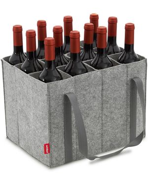 Achile Flaschenkorb Flaschentasche mit 12 ächer, Auch für 1,5 Liter Flaschen, Filz - Mettallic
