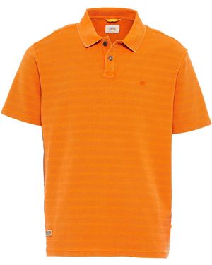 Camel Active Kurzarm Poloshirt im tonalen Streifenmuster - Orange