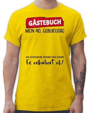 Shirtracer T-Shirt Gästebuch . 40. Geburtstag - Gelb