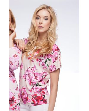 Passioni Sweater Sommer Pullover mit Orchideen-Print - Pink