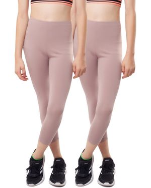 Bongual 3/4-Leggings Kinder Gamaschen (2er-Pack) Unifarben - Pink