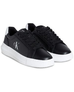 Calvin Klein Chunky Cupsole Mono Lth Wn Plateausneaker Schnürschuh, Halbschuh, Freizeitsneaker Mit Seitlichem Ck-Logo - Schwarz